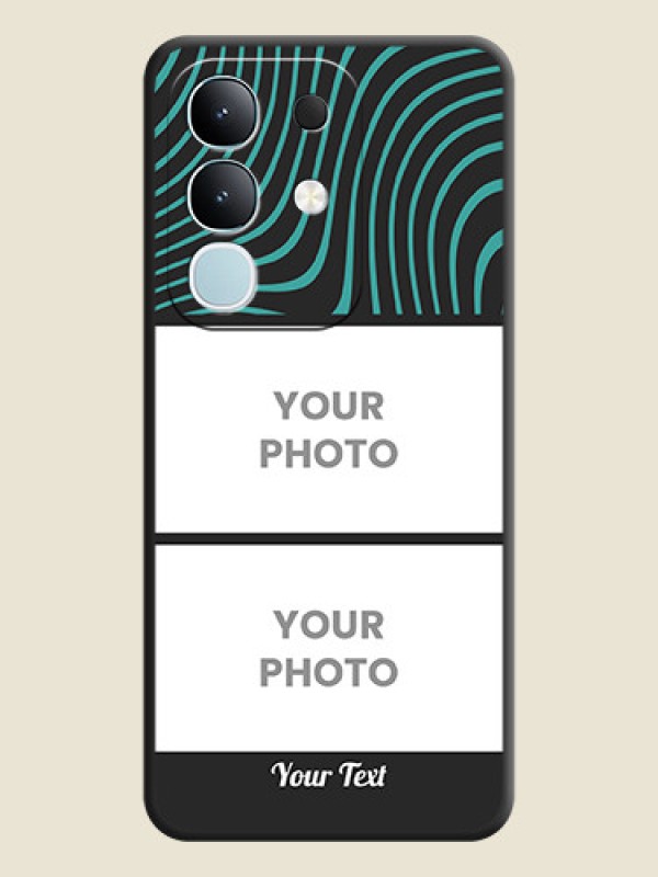 Custom Wave Pattern with 2 Image Holder On Space Black Custom Soft Matte Mobile Back Cover - Vivo Y31 Pro 5G - alternate view