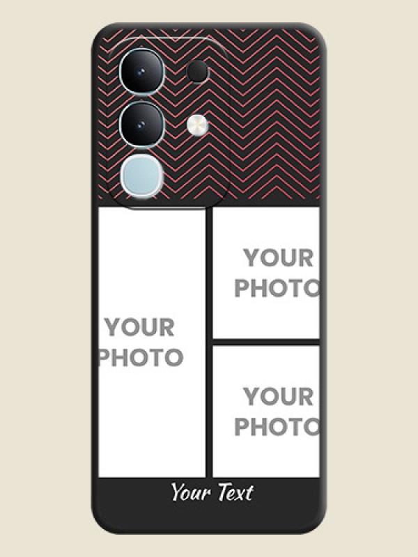Custom Wave Pattern with 3 Image Holder On Space Black Custom Soft Matte Mobile Back Cover - Vivo Y31 Pro 5G - alternate view