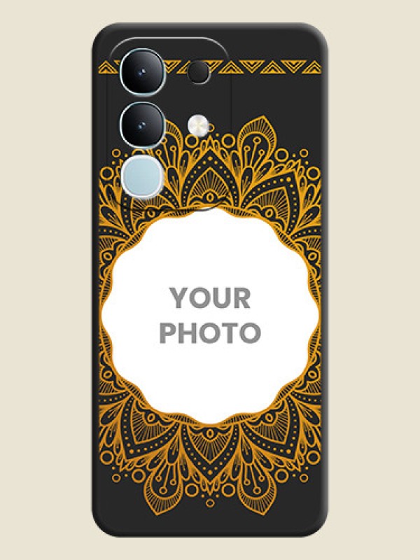 Custom Round Image with Floral Design On Space Black Custom Soft Matte Mobile Back Cover - Vivo Y31 Pro 5G - alternate view