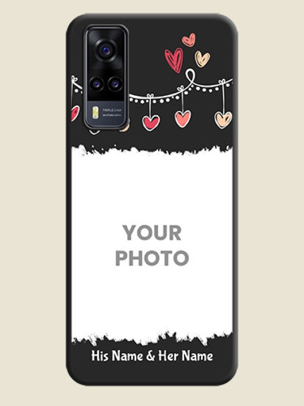 Custom Pink Love Hangings with Name on Space Black Custom Soft Matte Phone Cases - Vivo Y31 - alternate view
