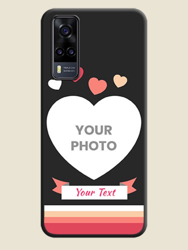 Custom Love Shaped Photo with Colorful Stripes on Personalised Space Black Soft Matte Cases - Vivo Y31 - alternate view
