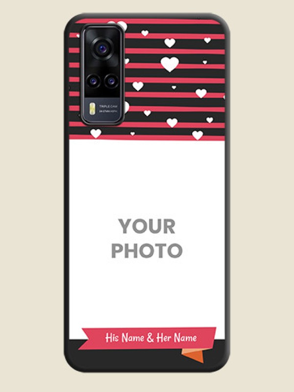 Custom White Color Love Symbols with Pink Lines Pattern on Space Black Custom Soft Matte Phone Cases - Vivo Y31 - alternate view