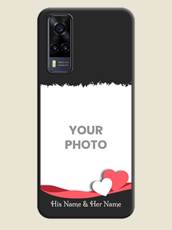 Custom Pin Color Love Shaped Ribbon Design with Text on Space Black Custom Soft Matte Phone Back Cover - Vivo Y31 - alternate view