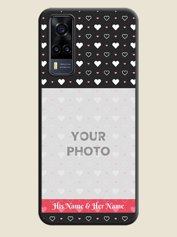 Custom White Color Love Symbols with Text Design on Photo on Space Black Soft Matte Phone Cover - Vivo Y31 - alternate view