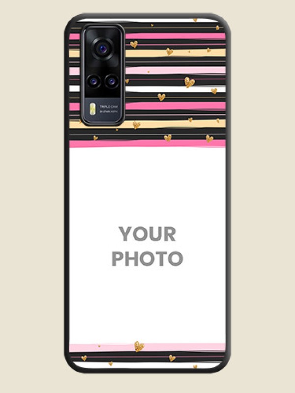 Custom Multicolor Lines and Golden Love Symbols Design on Photo on Space Black Soft Matte Mobile Cover - Vivo Y31 - alternate view