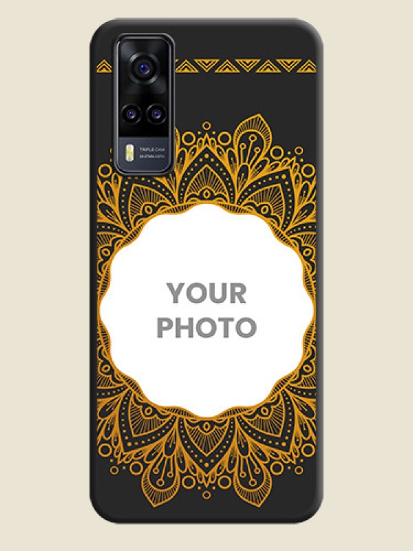 Custom Round Image with Floral Design on Photo on Space Black Soft Matte Mobile Cover - Vivo Y31 - alternate view
