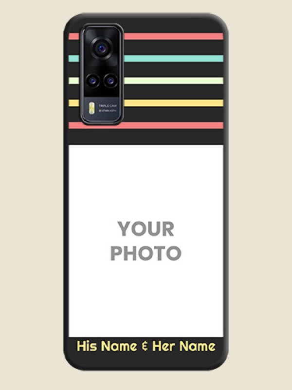 Custom Color Stripes with Photo and Text on Photo on Space Black Soft Matte Mobile Case - Vivo Y31 - alternate view
