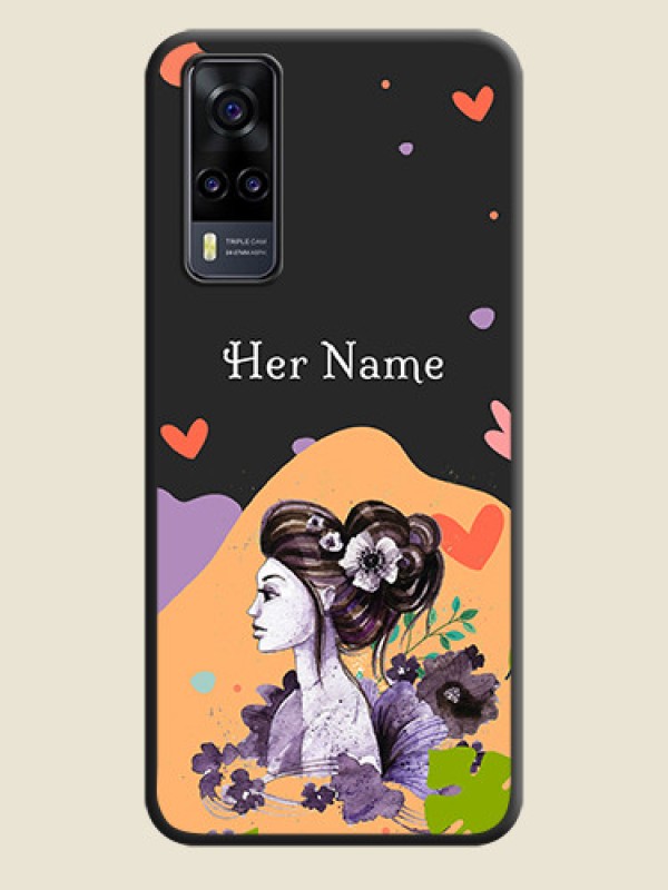 Custom Namecase For Her With Fancy Lady Image On Space Black Personalized Soft Matte Phone Covers -Vivo Y31 - alternate view