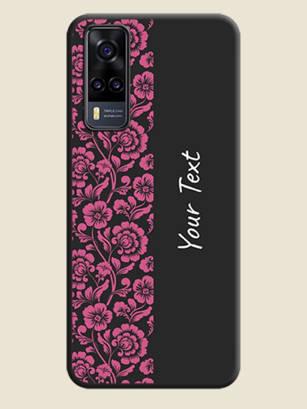 Custom Pink Floral Pattern Design With Custom Text On Space Black Personalized Soft Matte Phone Covers -Vivo Y31 - alternate view