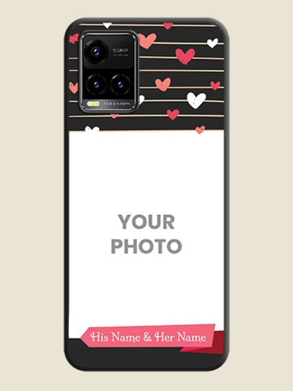 Custom Love Pattern with Name on Pink Ribbon  on Photo on Space Black Soft Matte Back Cover - Vivo Y33s - alternate view