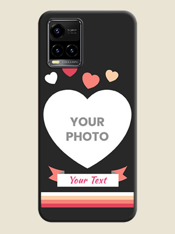 Custom Love Shaped Photo with Colorful Stripes on Personalised Space Black Soft Matte Cases - Vivo Y33s - alternate view