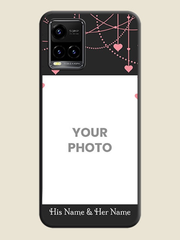 Custom Pink Love Hangings with Text on Space Black Custom Soft Matte Back Cover - Vivo Y33s - alternate view