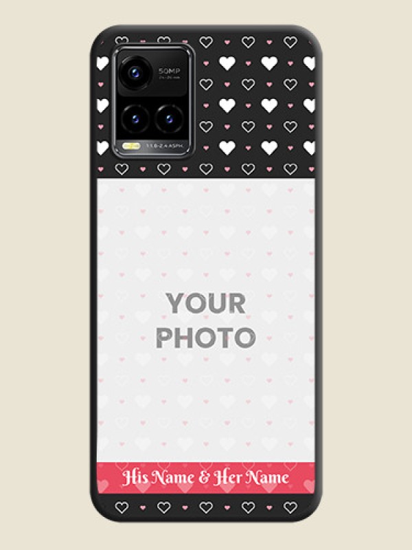 Custom White Color Love Symbols with Text Design on Photo on Space Black Soft Matte Phone Cover - Vivo Y33s - alternate view