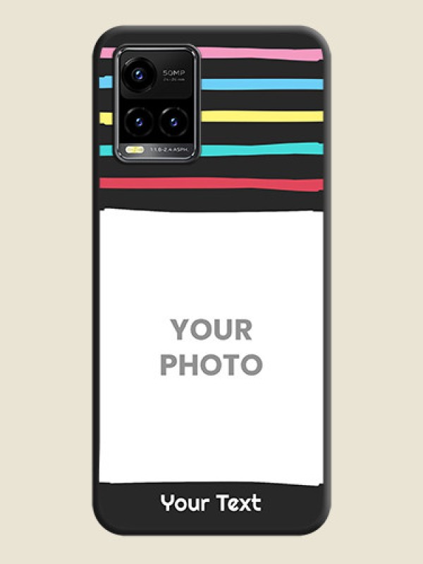 Custom Multicolor Lines with Image on Space Black Personalized Soft Matte Phone Covers - Vivo Y33s - alternate view