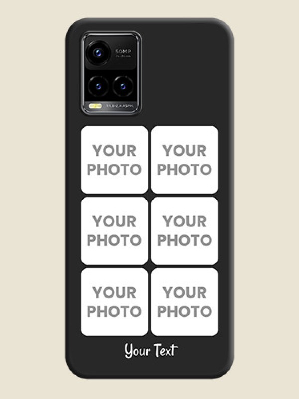 Custom Floral Art with 6 Image Holder on Photo on Space Black Soft Matte Mobile Case - Vivo Y33s - alternate view