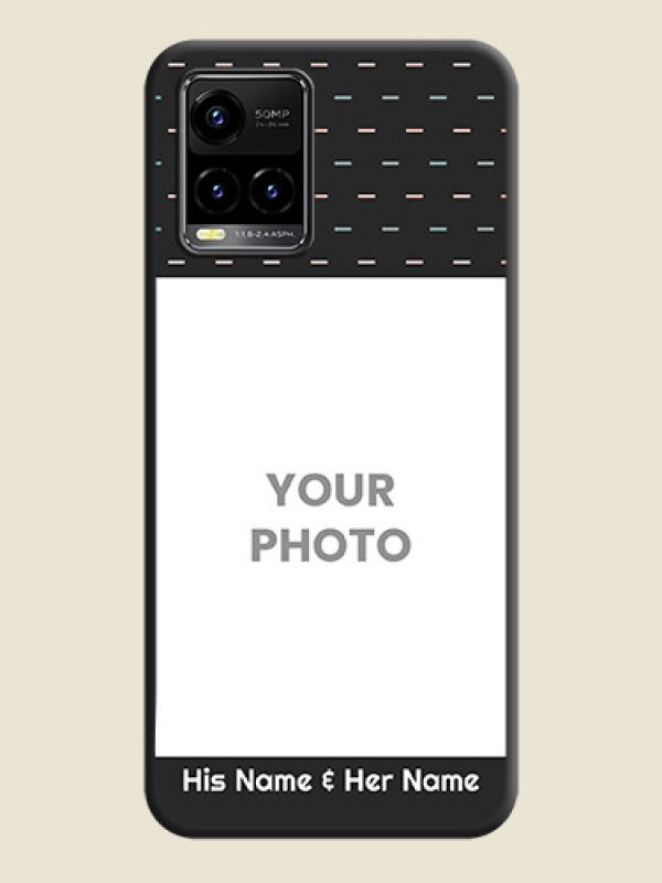 Custom Line Pattern Design with Text on Space Black Custom Soft Matte Phone Back Cover - Vivo Y33s - alternate view