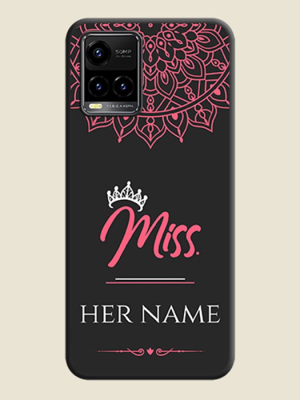 Custom Mrs Name with Floral Design on Space Black Personalized Soft Matte Phone Covers - Vivo Y33s - alternate view