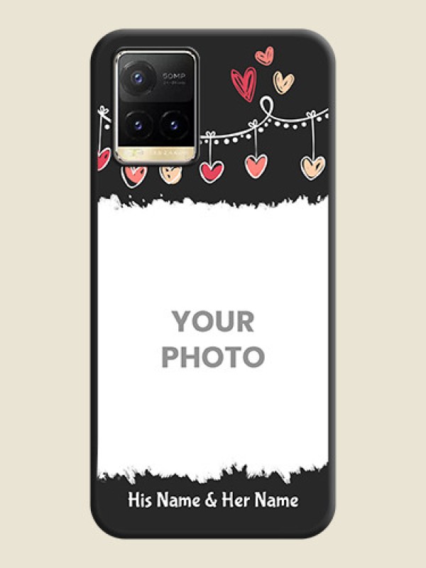 Custom Pink Love Hangings with Name on Space Black Custom Soft Matte Phone Cases - Vivo Y33T - alternate view