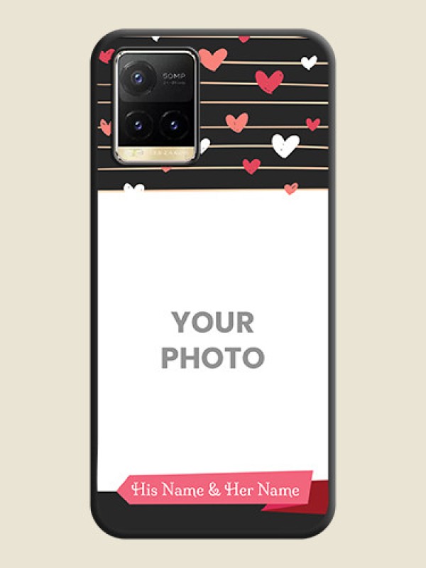 Custom Love Pattern with Name on Pink Ribbon  on Photo on Space Black Soft Matte Back Cover - Vivo Y33T - alternate view