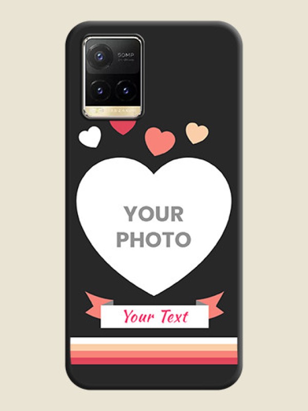 Custom Love Shaped Photo with Colorful Stripes on Personalised Space Black Soft Matte Cases - Vivo Y33T - alternate view
