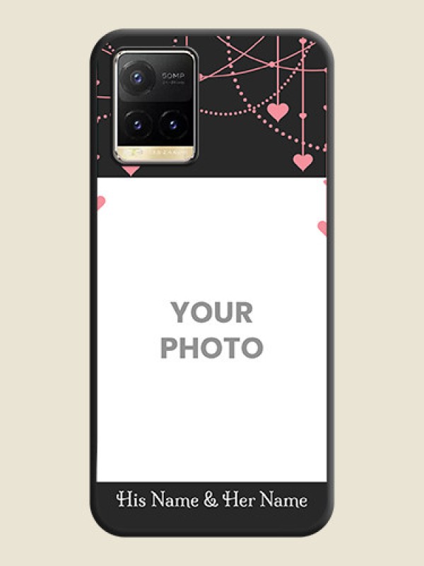 Custom Pink Love Hangings with Text on Space Black Custom Soft Matte Back Cover - Vivo Y33T - alternate view