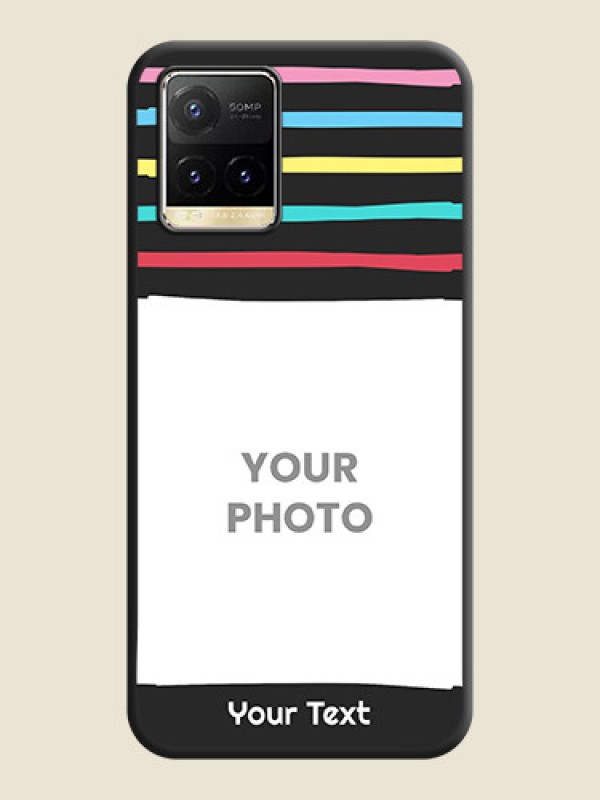 Custom Multicolor Lines with Image on Space Black Personalized Soft Matte Phone Covers - Vivo Y33T - alternate view