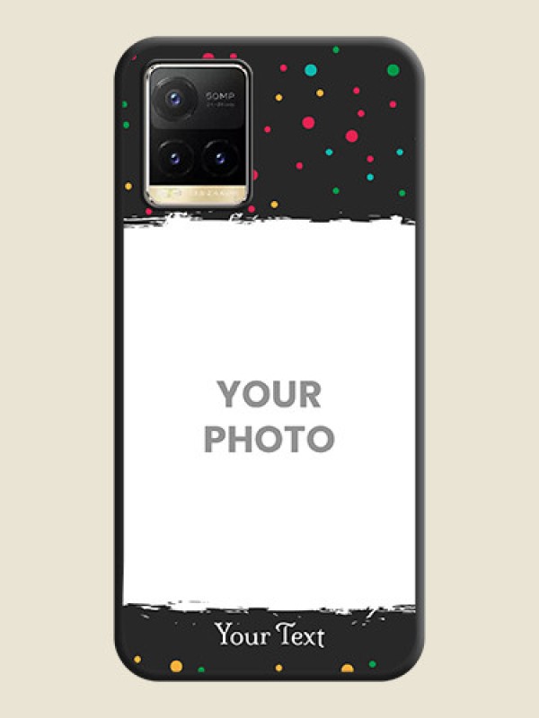 Custom Multicolor Dotted Pattern with Text on Space Black Custom Soft Matte Phone Back Cover - Vivo Y33T - alternate view