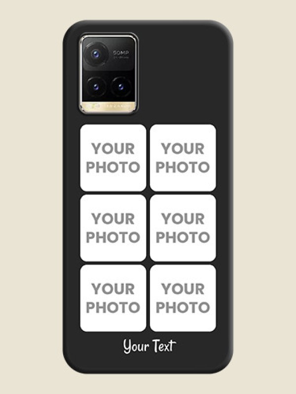 Custom Floral Art with 6 Image Holder on Photo on Space Black Soft Matte Mobile Case - Vivo Y33T - alternate view