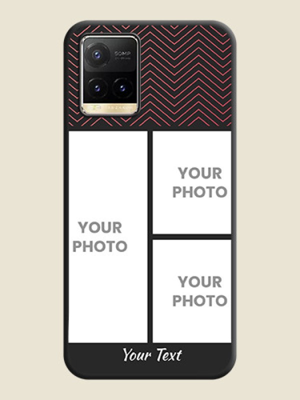 Custom Wave Pattern with 3 Image Holder on Space Black Custom Soft Matte Back Cover - Vivo Y33T - alternate view