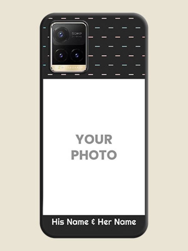 Custom Line Pattern Design with Text on Space Black Custom Soft Matte Phone Back Cover - Vivo Y33T - alternate view
