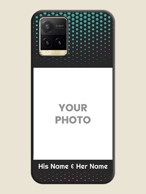 Custom Faded Dots with Grunge Photo Frame and Text on Space Black Custom Soft Matte Phone Cases - Vivo Y33T - alternate view