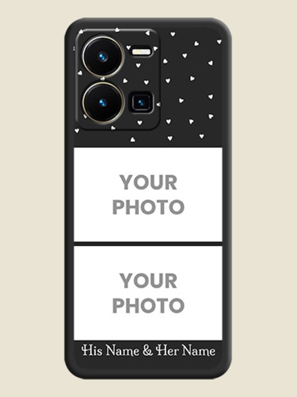 Custom Miniature Love Symbols with Name on Space Black Custom Soft Matte Back Cover - Vivo Y35 - alternate view