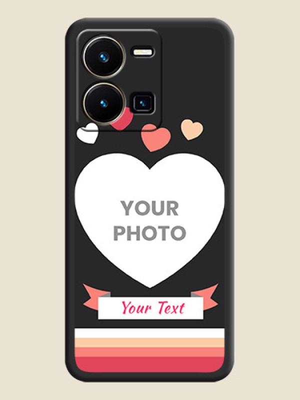 Custom Love Shaped Photo with Colorful Stripes on Personalised Space Black Soft Matte Cases - Vivo Y35 - alternate view