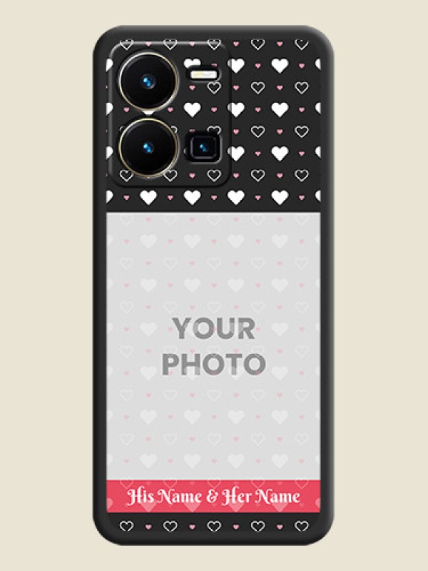 Custom White Color Love Symbols with Text Design on Photo on Space Black Soft Matte Phone Cover - Vivo Y35 - alternate view