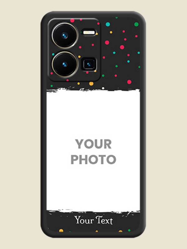 Custom Multicolor Dotted Pattern with Text on Space Black Custom Soft Matte Phone Back Cover - Vivo Y35 - alternate view