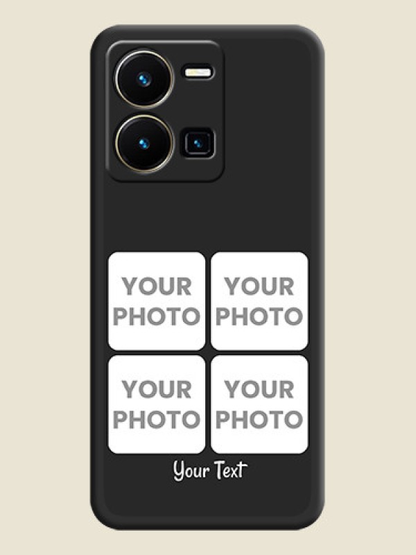 Custom Floral Art with 6 Image Holder on Photo on Space Black Soft Matte Mobile Case - Vivo Y35 - alternate view