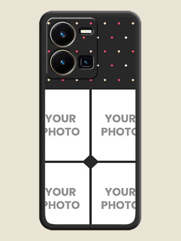 Custom Multicolor Dotted Pattern with 4 Image Holder on Space Black Custom Soft Matte Phone Cases - Vivo Y35 - alternate view