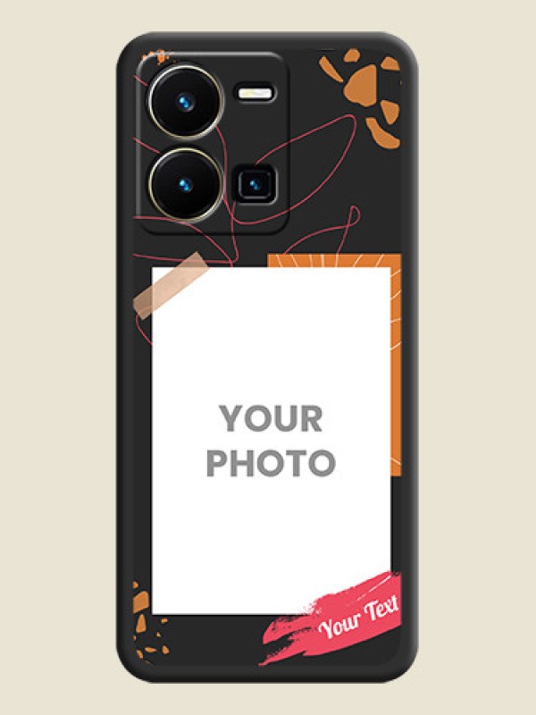 Custom Orange Photo Frame on Space Black Custom Soft Matte Phone Back Cover - Vivo Y35 - alternate view