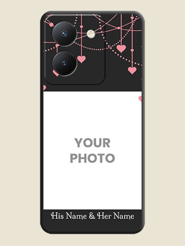 Custom Pink Love Hangings with Text on Space Black Custom Soft Matte Back Cover - Vivo Y36 - alternate view