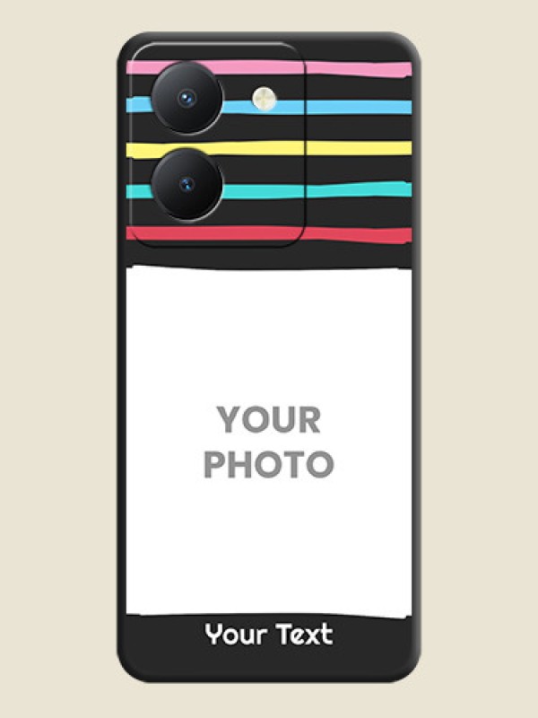 Custom Multicolor Lines with Image on Space Black Personalized Soft Matte Phone Covers - Vivo Y36 - alternate view