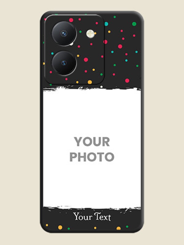 Custom Multicolor Dotted Pattern with Text on Space Black Custom Soft Matte Phone Back Cover - Vivo Y36 - alternate view