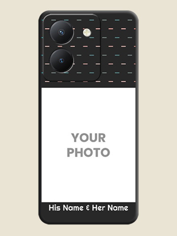 Custom Line Pattern Design with Text on Space Black Custom Soft Matte Phone Back Cover - Vivo Y36 - alternate view