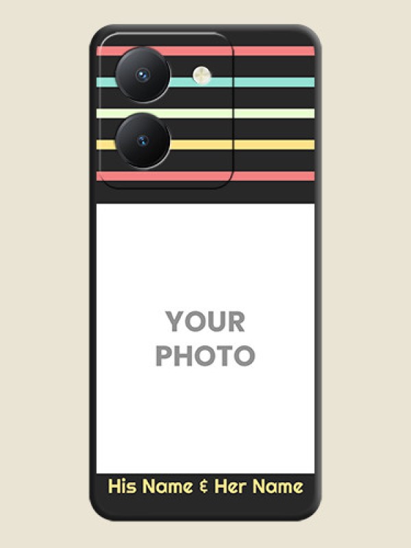 Custom Color Stripes with Photo and Text - Photo on Space Black Soft Matte Mobile Case - Vivo Y36 - alternate view