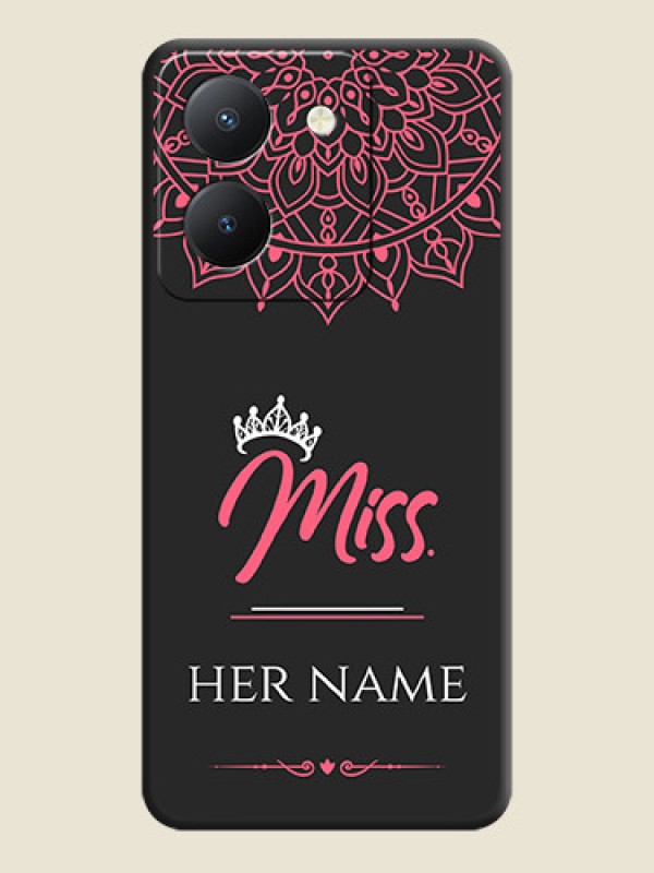 Custom Mrs Name with Floral Design on Space Black Personalized Soft Matte Phone Covers - Vivo Y36 - alternate view