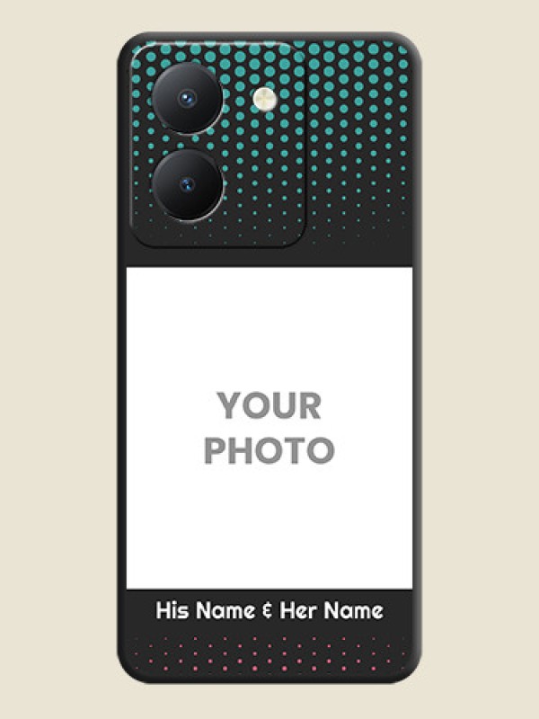 Custom Faded Dots with Grunge Photo Frame and Text on Space Black Custom Soft Matte Phone Cases - Vivo Y36 - alternate view