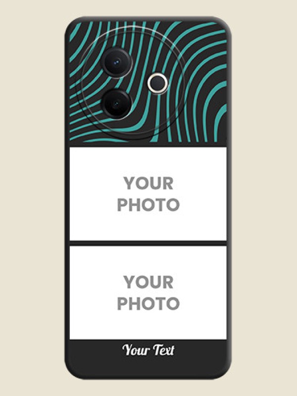 Custom Wave Pattern with 2 Image Holder On Space Black Custom Soft Matte Mobile Back Cover - Vivo Y39 5G - alternate view