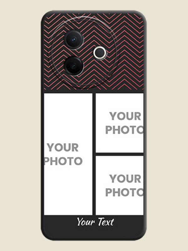 Custom Wave Pattern with 3 Image Holder On Space Black Custom Soft Matte Mobile Back Cover - Vivo Y39 5G - alternate view
