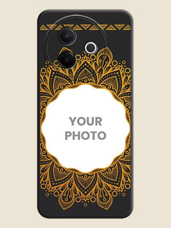 Custom Round Image with Floral Design On Space Black Custom Soft Matte Mobile Back Cover - Vivo Y39 5G - alternate view