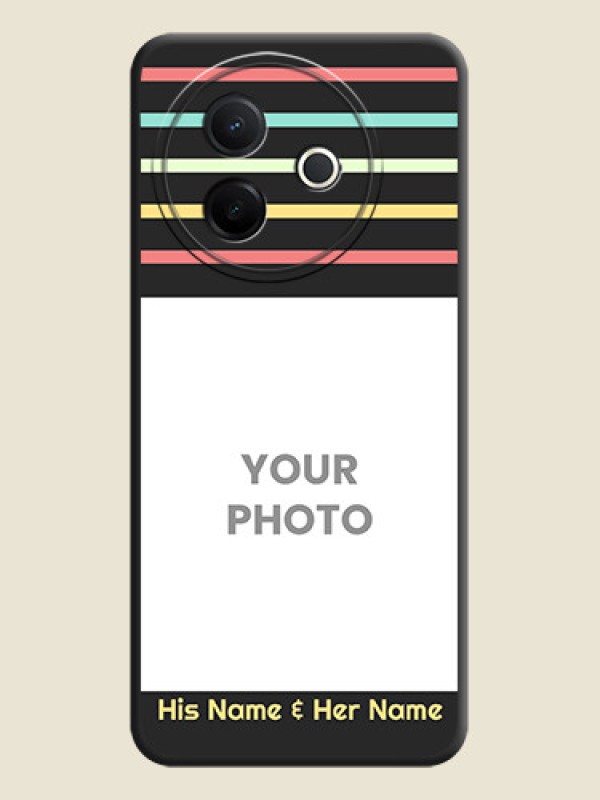 Custom Color Stripes with Photo and Text on Photo On Space Black Custom Soft Matte Mobile Back Cover - Vivo Y39 5G - alternate view