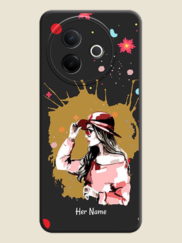 Custom Mordern Lady With Color Splash Background With Custom Text On Space Black Custom Soft Matte Mobile Back Cover - Vivo Y39 5G - alternate view